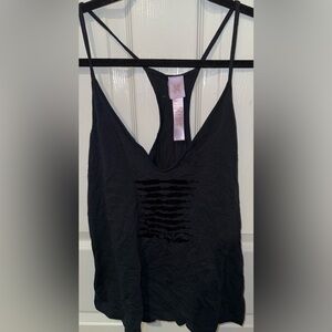 Savage X Fenty Black Racerback Tank with Velvet Stripe Cutouts
